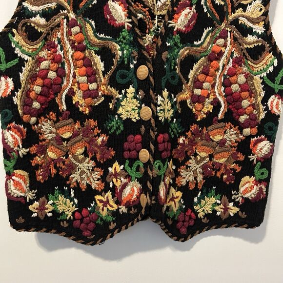 Vintage Belle Pointe Sweater Vest Small Fruit Granny Hand Knit Cottagecore - Picture 7 of 12